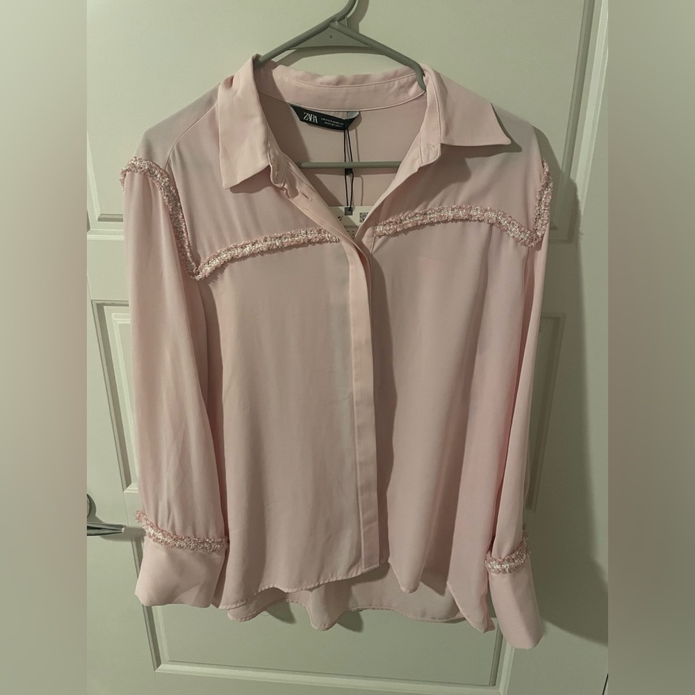 Zara Pink Textured Blouse